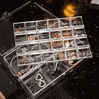 2 Layer Acrylic Grid Jewelry Organizer 