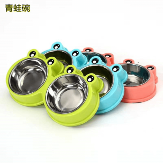 Frog Designed Resin Stainless Steel Double Pet Bowl with Non-Slip Base Price in Pakistan | LAPTAB