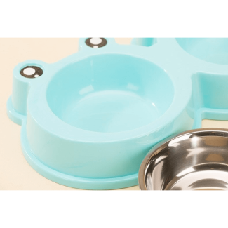 Frog Designed Resin Stainless Steel Double Pet Bowl with Non-Slip Base Price in Pakistan | LAPTAB