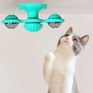 2 In 1 Cat Turntable Toy Windmill Groomer with Rotating Balls Price in Pakistan | LAPTAB
