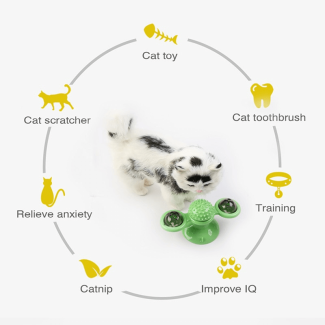 2 In 1 Cat Turntable Toy Windmill Groomer with Rotating Balls Price in Pakistan | LAPTAB