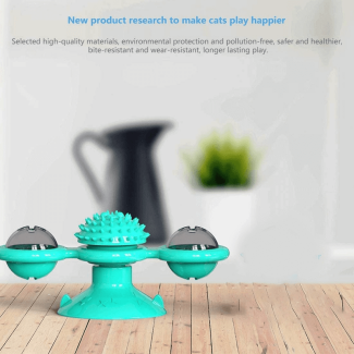 2 In 1 Cat Turntable Toy Windmill Groomer with Rotating Balls Price in Pakistan | LAPTAB