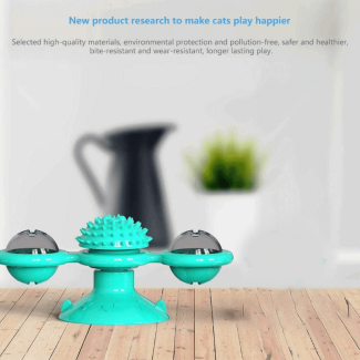 2 In 1 Cat Turntable Toy Windmill Groomer with Rotating Balls Price in Pakistan | LAPTAB