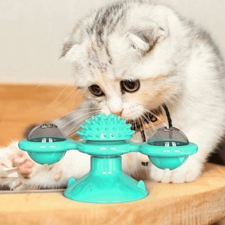 2 In1 Cat Turntable Toy Windmill Groomer Toy
