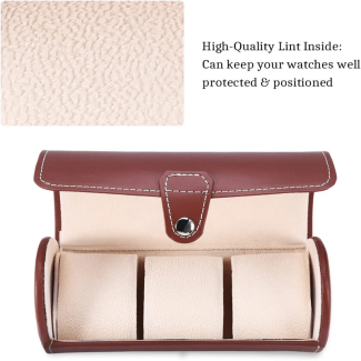 3 Slot Leather Watch Organizer - PU Leather Cylinder Storage Case Price in Pakistan | LAPTAB