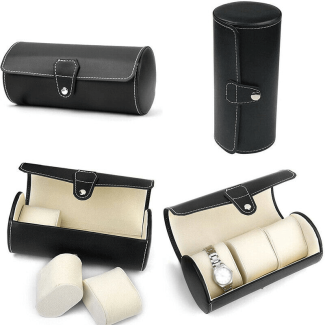 3 Slot Leather Watch Organizer - PU Leather Cylinder Storage Case Price in Pakistan | LAPTAB