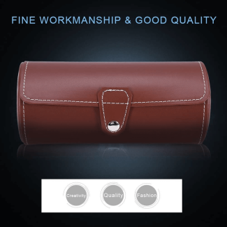 3 Slot Leather Watch Organizer - PU Leather Cylinder Storage Case Price in Pakistan | LAPTAB