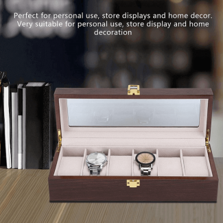 6 Slot Watch Storage Box with Glass Cover for Watches and Jewelry Display Price in Pakistan | LAPTAB