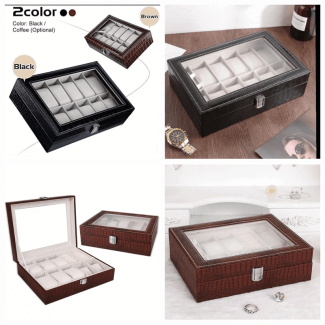 12 Slot Watch Storage Box with Lock and Faux Suede Lining Price in Pakistan | LAPTAB