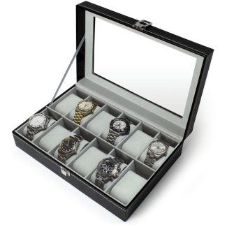 12 Slot Watch Storage Box with Lock and Faux Suede Lining Price in Pakistan | LAPTAB