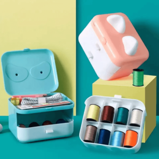 Portable Sewing Kit with Multilayer Storage Box for Home Crafts and DIY