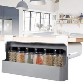 Wall-Mounted 180? Rotatable Kitchen Spice Rack for 7 Jars, Easy Install Price in Pakistan | LAPTAB