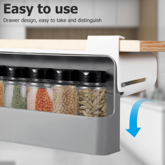 Wall-Mounted 180? Rotatable Kitchen Spice Rack for 7 Jars, Easy Install Price in Pakistan | LAPTAB