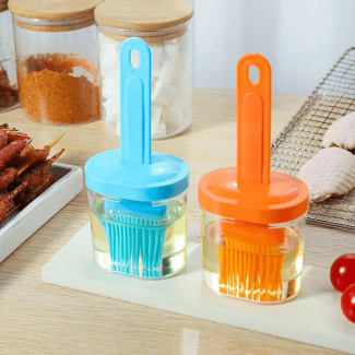 Oil Brush Jar - Non-Toxic Silicone Brush for Even Oil Application