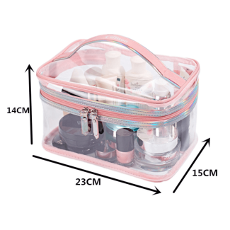 Pack of 2 Pink Transparent Cosmetic Organizer Pouches for Travel Price in Pakistan | LAPTAB