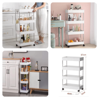 4 Layer Plastic Kitchen Storage Trolley with Wheels for Home and Office Price in Pakistan | LAPTAB