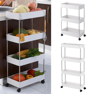 4 Layer Plastic Kitchen Storage Trolley