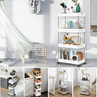 4 Layer Plastic Kitchen Storage Trolley with Wheels for Home and Office Price in Pakistan | LAPTAB