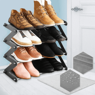 Simplicity Z-Shaped 4-Tier Shoe Rack for Small Spaces and Easy Assembly Price in Pakistan | LAPTAB