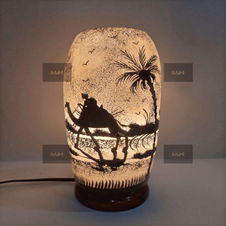 Handmade Camel Skin Lamp with Natural Sheesham Base for Ambient Lighting Price in Pakistan | LAPTAB