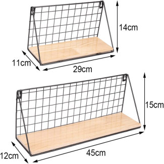 Wall Hanging Shelf Set of 2 - Solid Pine Wood and Black Iron Design Price in Pakistan | LAPTAB