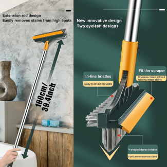 V-Shaped Bristles Floor Scrub Cleaning Brush with Dual Heads and Rotation Price in Pakistan | LAPTAB