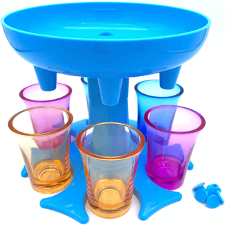 Portable Shot Glass Dispenser and Holder for Parties, Fills 6 Shots