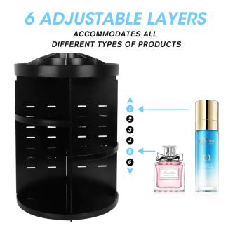 360 Degree Spinning Makeup Organizer with Adjustable Trays for Cosmetics Price in Pakistan | LAPTAB