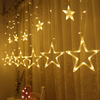Twinkle Star 12 Stars 138 LED Curtain String Lights for Home Decor Price in Pakistan | LAPTAB