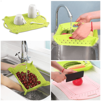 Nave Foldable Colander Sink Mat - Non-Slip, Heat-Resistant Kitchen Protector