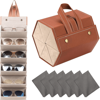 Leather 6 Slot Sunglasses Organizer with Hanging and Folding Design Price in Pakistan | LAPTAB