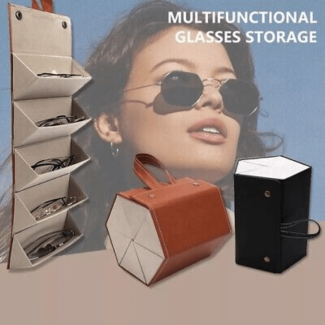 Leather 6 Slot Sunglasses Organizer with Hanging and Folding Design Price in Pakistan | LAPTAB