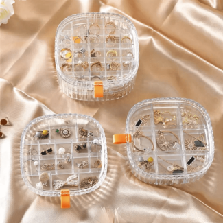 2 Layer Transparent Crystal Jewelry Storage Organizer Box for Travel Price in Pakistan | LAPTAB