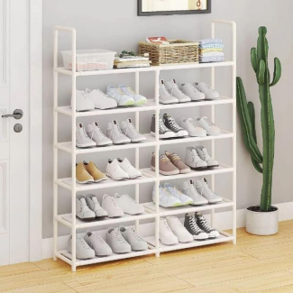 Metal Double Row Shoe Rack - 5 Layer Stainless Steel Organizer for Small Spaces Price in Pakistan | LAPTAB