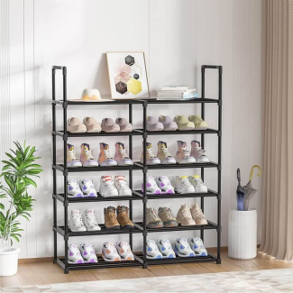 Metal Double Row Shoe Rack - 5 Layer Stainless Steel Organizer for Small Spaces Price in Pakistan | LAPTAB