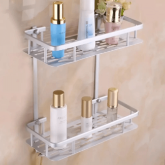 Aluminum Wall Mounted 2 Layer Shelf for Bathroom and Home Storage Price in Pakistan | LAPTAB