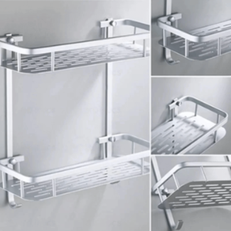 Aluminum Wall Mounted 2 Layer Shelf for Bathroom and Home Storage Price in Pakistan | LAPTAB