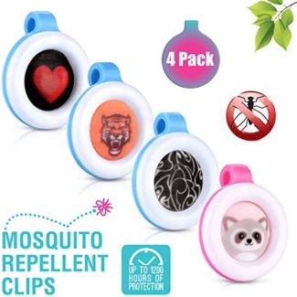 Pack of 4 Non-Toxic Mosquito Repellent Clips for Kids - Fun Designs