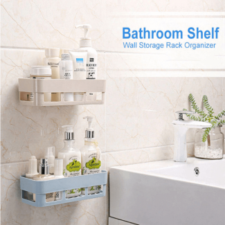 Multipurpose Self-Adhesive Bathroom Shelf Storage Rack - No Drill Required Price in Pakistan | LAPTAB