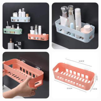 Multipurpose Self-Adhesive Bathroom Shelf Storage Rack - No Drill Required Price in Pakistan | LAPTAB