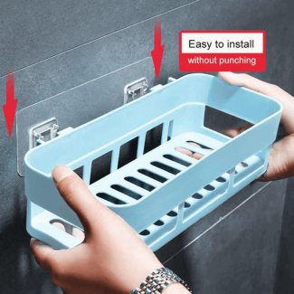 Multipurpose Self-Adhesive Bathroom Shelf Storage Rack - No Drill Required Price in Pakistan | LAPTAB