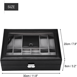 8 Slots Watch and Ring Storage Case with Glass Lid and PU Leather Exterior Price in Pakistan | LAPTAB