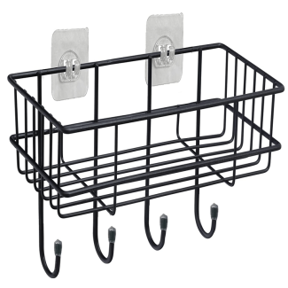 Self-Adhesive Multipurpose Bathroom Shelf with Hooks - Durable Storage Solution Price in Pakistan | LAPTAB