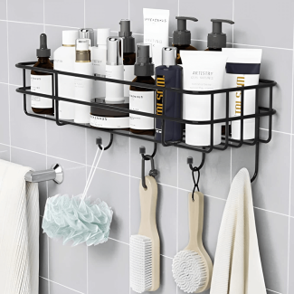 Self-Adhesive Multipurpose Bathroom Shelf with Hooks - Durable Storage Solution Price in Pakistan | LAPTAB
