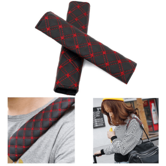 Universal Seat Belt Cover - Red and Black, Neck Protection, PP Cotton
