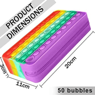 Multicolor Pop Push 50 Bubble Pop It Fidget Pencil Box - 2-in-1 Storage Toy Price in Pakistan | LAPTAB