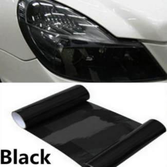 Light Black Car Headlight Vinyl Sticker - Waterproof and Stretchable Protection