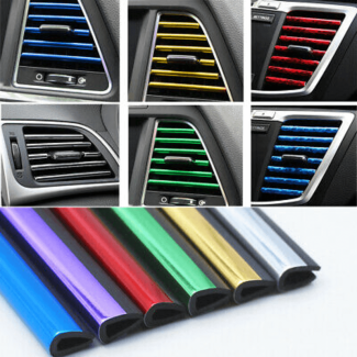 10 Pcs Chrome PVC Car Air Conditioner Vent Trim Strips for Straight Grilles
