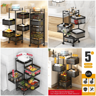 5 Layer Rotating Square Kitchen Storage Trolley for Home and Office Use Price in Pakistan | LAPTAB