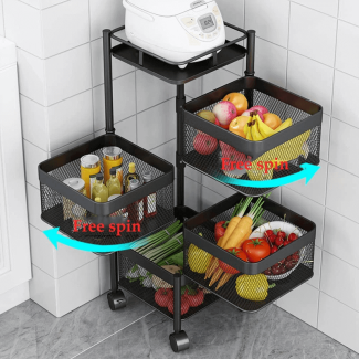 4 Layer Rotating Square Kitchen Storage Trolley for Home and Office Use Price in Pakistan | LAPTAB